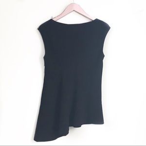 Theory Asymmetrical Hem Black Crepe Blouse